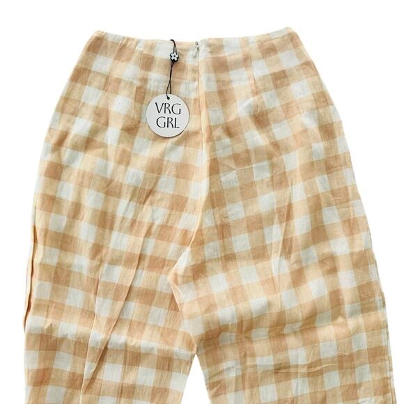 Verge VRG Girl Divine Artist Linen Wide Leg Pants Mustard Cream NEW Size 6 Linen - Picture 6 of 9
